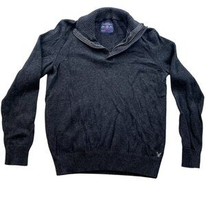 American Eagle Outfitters Men Sweater Large 1/4 Zip Knit Mock Neck Pullover Cozy